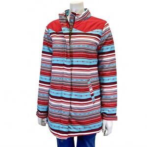 NEW COWGIRL HARDWARE women's desert serape striped softshell jacket in turquoise